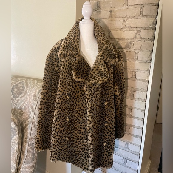 **Sold**Leopard Print, Faux Fur Coat, Pea Coat Sz M/L Utex Classics Vintage - Picture 2 of 15